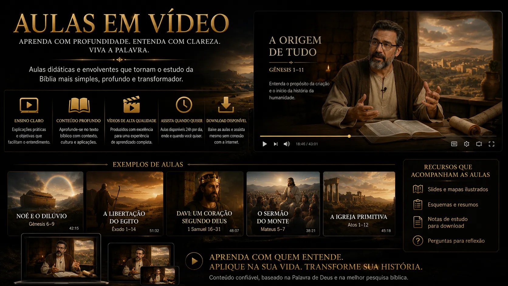 Aulas em Vídeo — Aprenda com profundidade